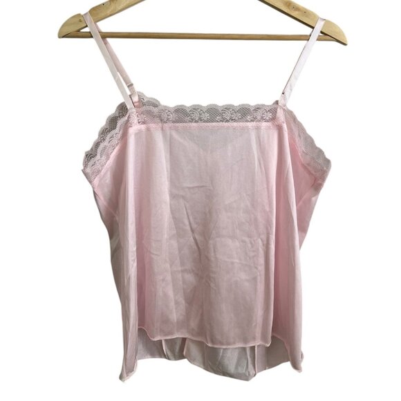 Vintage Lace Trim Vneck Cami Powder Pink Size Medium Coquette Dainty - Picture 2 of 7